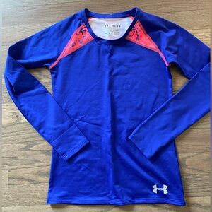 Under Armour Kids Blue Long Sleeve Thermal Shirt, Size Medium
